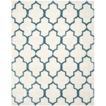 SAFAVIEH Kids Colorful Plush Quatrefoil Shag Area Rug, Ivory/Blue, 8' x 10'