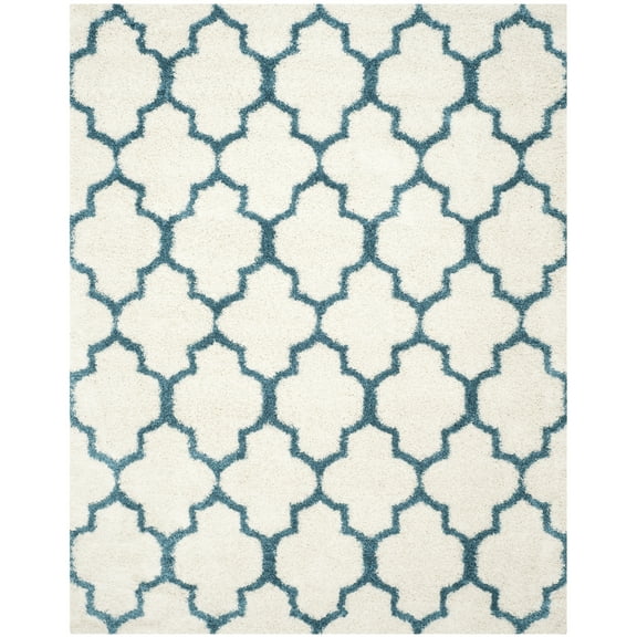 SAFAVIEH Kids Colorful Plush Quatrefoil Shag Area Rug, Ivory/Blue, 8' x 10'