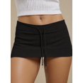 thumbnail image 5 of Silver Drawstring Low-Waist Mini Skort, Casual A-Line Bodycon Style, 5 of 15
