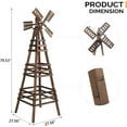 thumbnail image 7 of Wooden Windmill, Weather-Proof Wind Spinner, Outdoor Wind Mill for Garden Lawn Patio Decoration (Carbonized, Large), 7 of 7