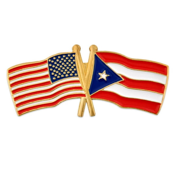 PinMart's USA and Puerto Rico Crossed Friendship Flag Enamel Lapel Pin