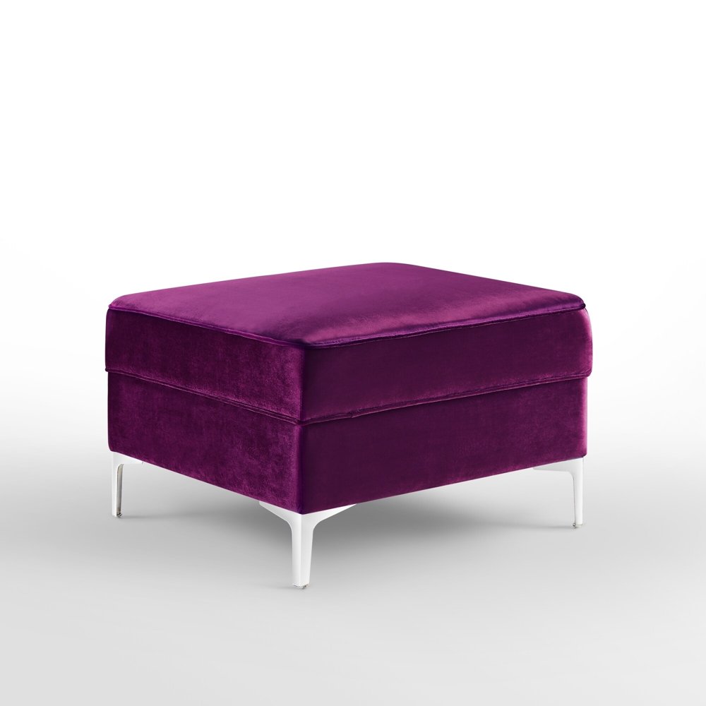 Inspired Home Dante Velvet Square Storage Ottoman Purple