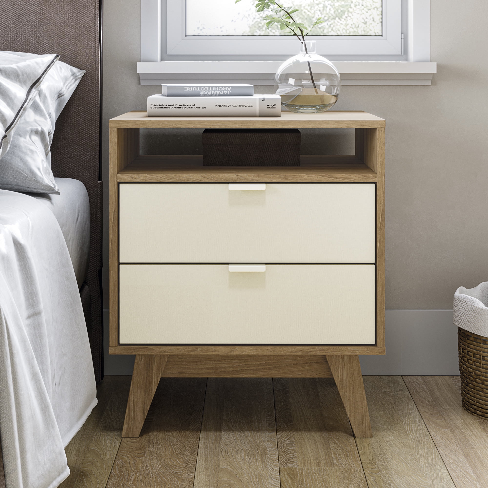 Kappesberg Hanford Light Brown/Creme 56.8"W Dresser and Two Nightstand Bedroom Set - for Adults and Teens