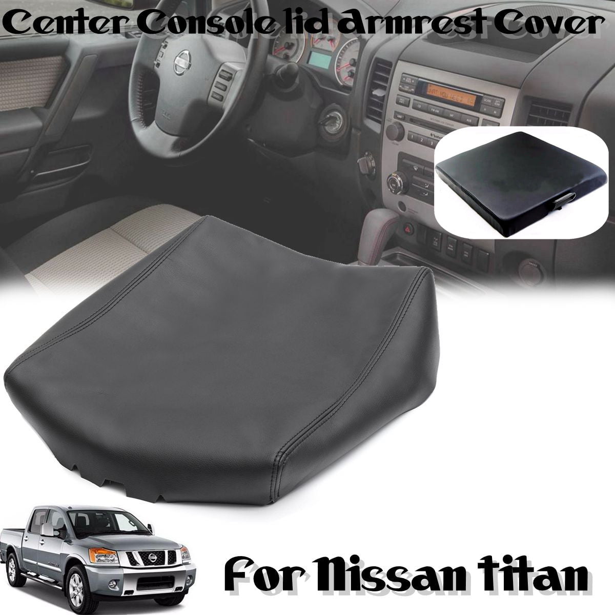 Fabric Black Center Console Lid Armrest Protection Cover Fits 04-14 Nissan Titan
