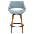 thumbnail image 6 of Fabrico Mid-Century Modern Counter Stool in Walnut and Blue Noise Fabric by LumiSource - Set of 2, 6 of 8