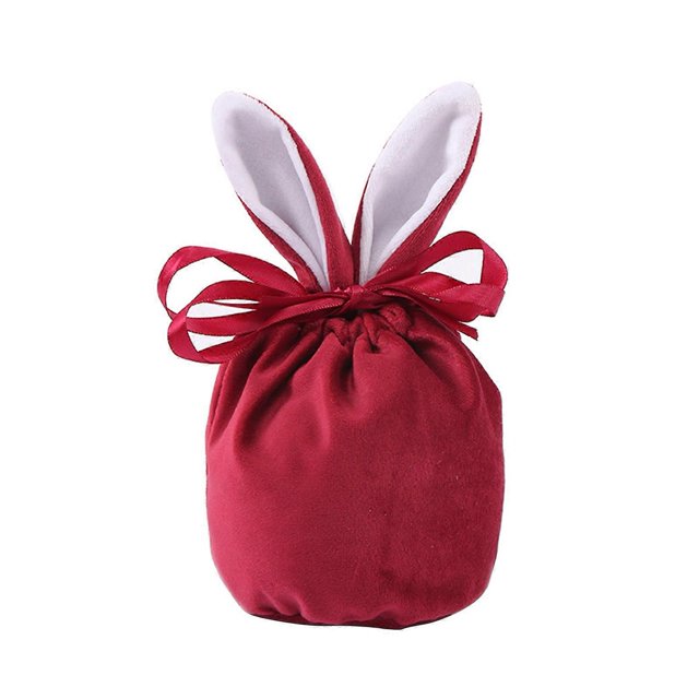 Easter Candy Bag Super Soft Bunny Ears Design Fine Texture Non-Fading Wear Resistant Decorative Cloth Easter Rabbit Candy Storage Bag Gift Pouch Decor