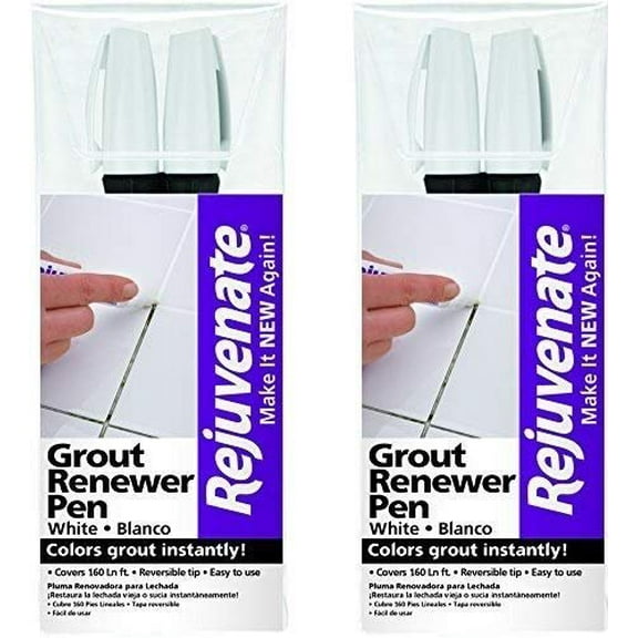 Rejuvenate White Grout Restorer Marker Pens  Restore and Renew Dingy Stained Grout in Minutes  2-Pack Set of 2