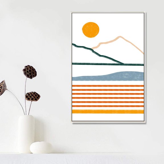 IDEA4WALL Framed Canvas Prints Wall Art Textured Paint Stroke Abstract Landscape Geometric Shapes for Living Room, Bedroom, Office Ready to Hang - 16x24 inches