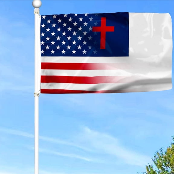 Bayyon Christian Flag American Christian Grommet Flag Banner with Grommets 3x5Feet Man cave Decor