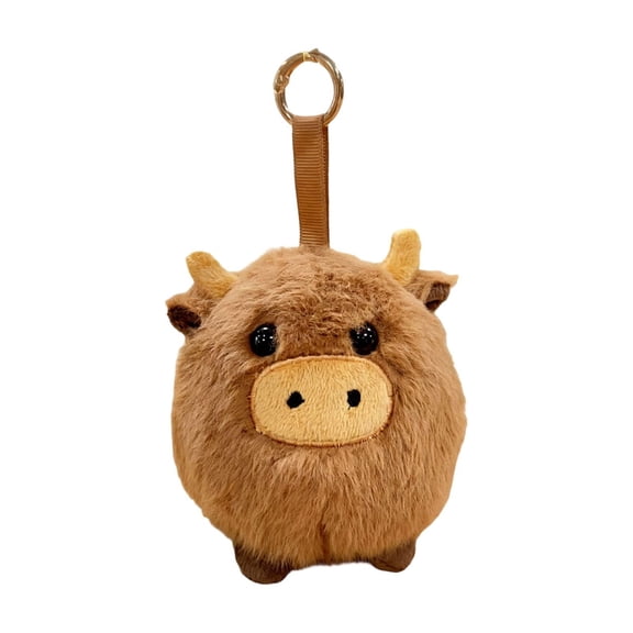3.9in Small Brown Calf Plush Toy, Cute Cow Doll Pendant, Soft Farm Animal Keychain Decor, Miniature Stuffed Cattle Ornament, Tiny Plushie Item