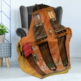 thumbnail image 4 of America Soft Flannel Fleece Blanket, Cartagena Streets with Vibrant Color Building Facade Caribbean Landscape Columbia, Cozy Plush for Indoor and Outdoor Use, 50" x 60", Orange Brown, by Ambesonne, 4 of 5