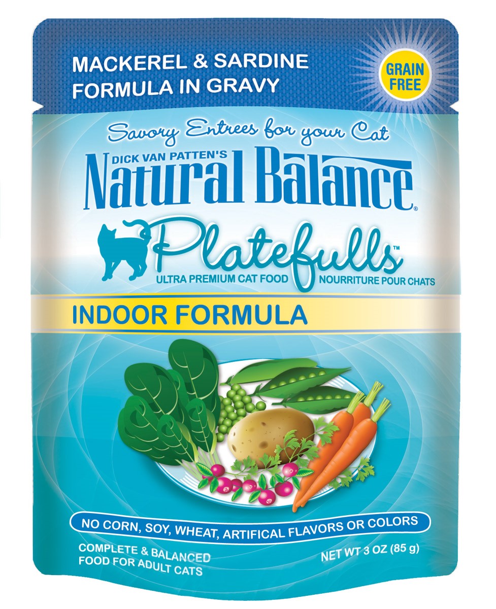 Natural Balance Platefulls Grain Free Indoor Cat Food, Indoor Mackerel