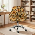 thumbnail image 3 of FOR U DESIGNS Sunflower Leopard Pattern Dining Chair Slipcovers with Armrest, Anti-Dust Vanity Chair Cover Mid Back Wide Seat Accent Chairs Covers for Vanity Living Room Bedroom, 3 of 8