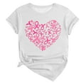 thumbnail image 3 of Harpily Shirts for Women Women Breast Cancer Heart Ribbon Print Loose Casual Short Sleeve T Shirt, 3 of 3