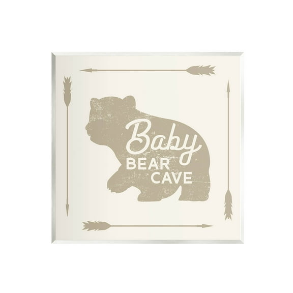 Stupell Industries Baby Bear Cave Animal Sign Graphic Art Unframed Art Print Wall Art, Design by Lil' Rue