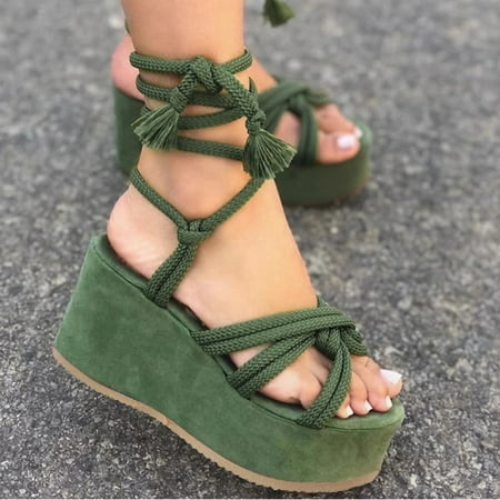 

Cathalem Women Fuzzy Slippers Sandals Leopard Breathable Women Summer Open High Toe Heeled Heeled S Boots for Women Slippers Green 9