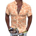 thumbnail image 1 of Camisas s Para Hombre De Vestir Hombres Casual Manga corta Primavera Verano Turndown Neck 3D Impreso Camisas Moda Top Blusa Camisas (Orange, M), 1 of 4
