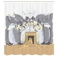thumbnail image 3 of Ambesonne Groundhog Day Shower Curtain, Men in Hats Marmot, 69"Wx84"L, Ecru and Pale Purpleblue, 3 of 5