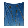 thumbnail image 1 of Palm Tree Soft Flannel Fleece Blanket, Palms and Clear Blue Sky Scene Tropical Plant Summer Exotic Nature Illustration, Cozy Plush for Indoor and Outdoor Use, 70" x 90", Green Blue, by Ambesonne, 1 of 6