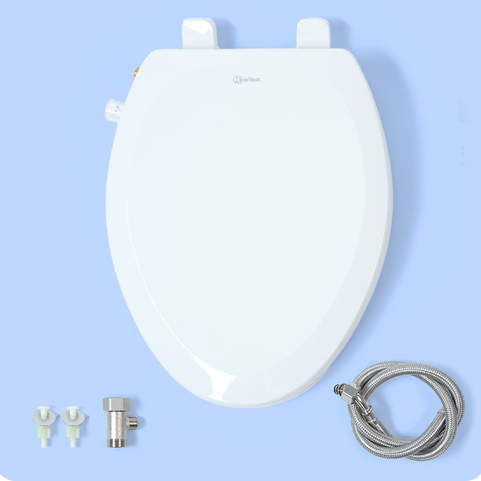 The Clear Rear Elongated Bidet Seat, Adjustable Spray with Rear and Feminine Nozzles