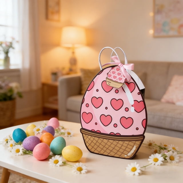 Creatine Easter With Handle. A Colorful And Beautifully Packaged Children's Birthday Party With Of 19x16cm.