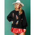 thumbnail image 2 of Sudadera con capucha y parches de purpurina, camiseta vintage Harajuku, ropa de calle ajustada de manga larga, ropa para mujer, camiseta navideña, otoño e invierno, 2 of 5