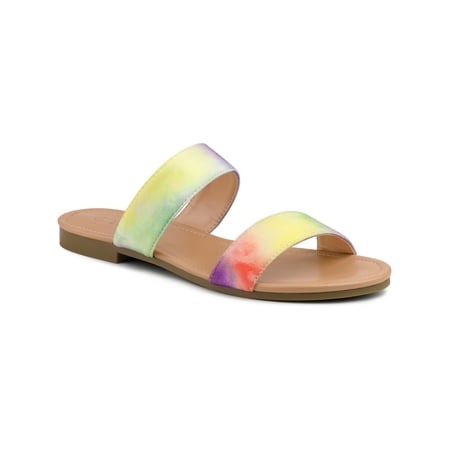 

Allegra K Women s Sandals Tie Dye Dual Straps Slip on Slides Sandals