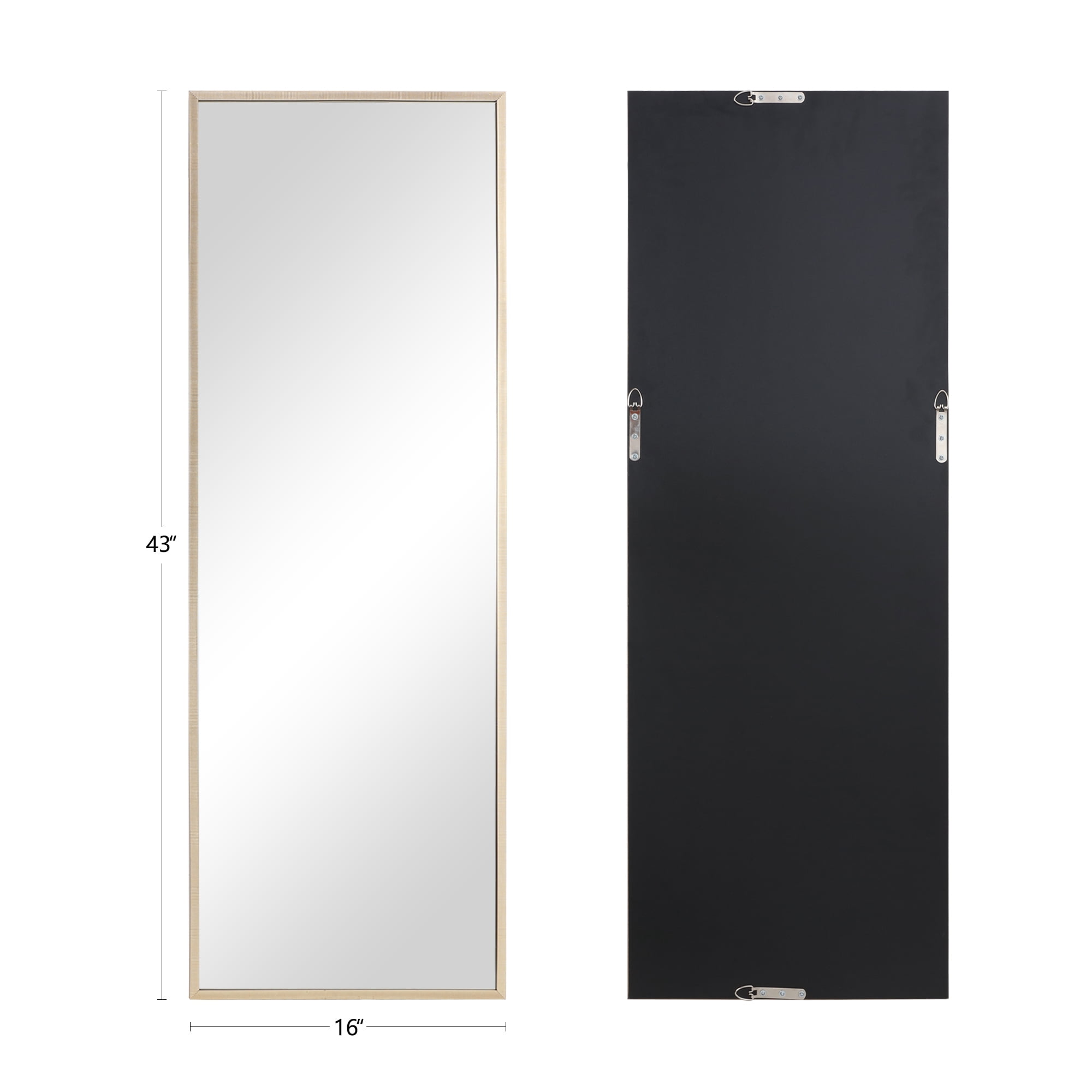 43"*16" Full Length Mirror PS Standing Floor Mirror Rectangle Full Body Mirror Gold