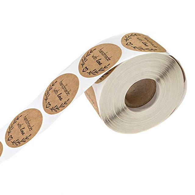 500 pegatinas de letras redondas autoadhesivas de papel Kraft, etiquetas de regalo