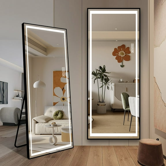 LAIYA 65 "22" LED Mirror Full Length Mirror With Light, Vertical And Wall Mounted HD Full Body Makeup Mirror Large Size Mirror