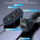 thumbnail image 5 of Car Charger 75W 5-Port Fast Charging Adapter | PD QC USB-A USB-C Output | 30W Maximum Per Port | 5FT Extension Cable | Rear Seat Clip | Digital Display | Smart Protection | Universal 10-32V, 5 of 9