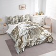 thumbnail image 2 of Manfei Emboss Owl Print Twin Bedding, White Floral Groovy Bedding Comforter Set, Off White, Reversible, 7-Piece, 2 of 6