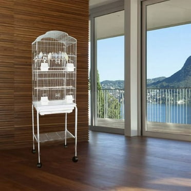 Large Deluxe Open Top Parakeet Lovebirds Flight Cage House with Detachable Rolling Stand for Finches Canaries Cockatiels Budgie Parrotlet Conures Pet Birdcage