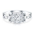 thumbnail image 4 of Rosec Jewels Lab Grown Diamond Cushion Engagement Ring - EF-VS Quality - Gift For Women, 925 Sterling Silver, US 4.00, 4 of 8
