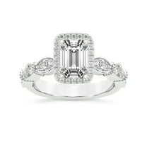 IGI Certified 2 Carat Emerald Shape Lab Grown Diamond Engagement Ring | 14K White Gold |Micaela Halo Diamond Ring | FG-VS1-VS2 Quality Friendly Diamonds