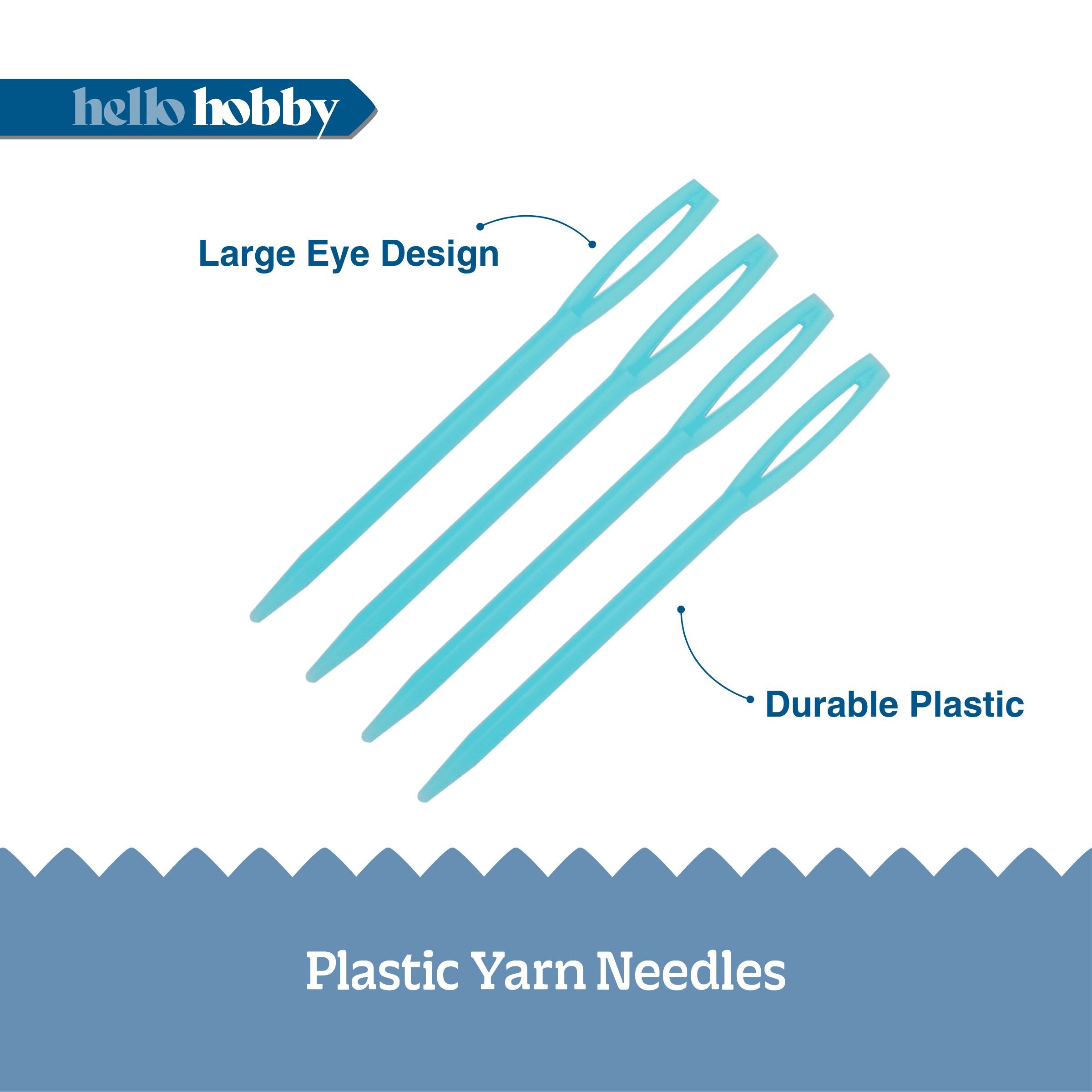 Hello Hobby Plastic Yarn Needles, 2.75 in, 4-Piece Set