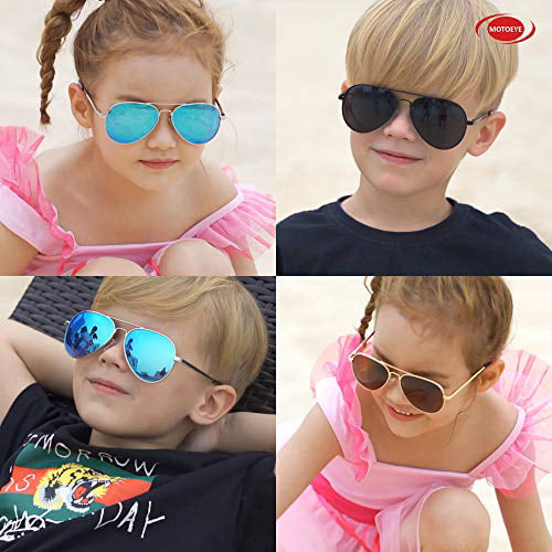 MOTOEYE Polarized Aviator Sunglasses for Kids Girls Boys Children Pack of 2 from 4 to 15 years old 