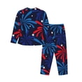thumbnail image 2 of Rateoe Red White Blue Fireworks Pattern Womens Pajamas Set Long Sleeve Sleepwear Button Down Nightwear Soft Cotton Pj Lounge Sets, 2 of 9