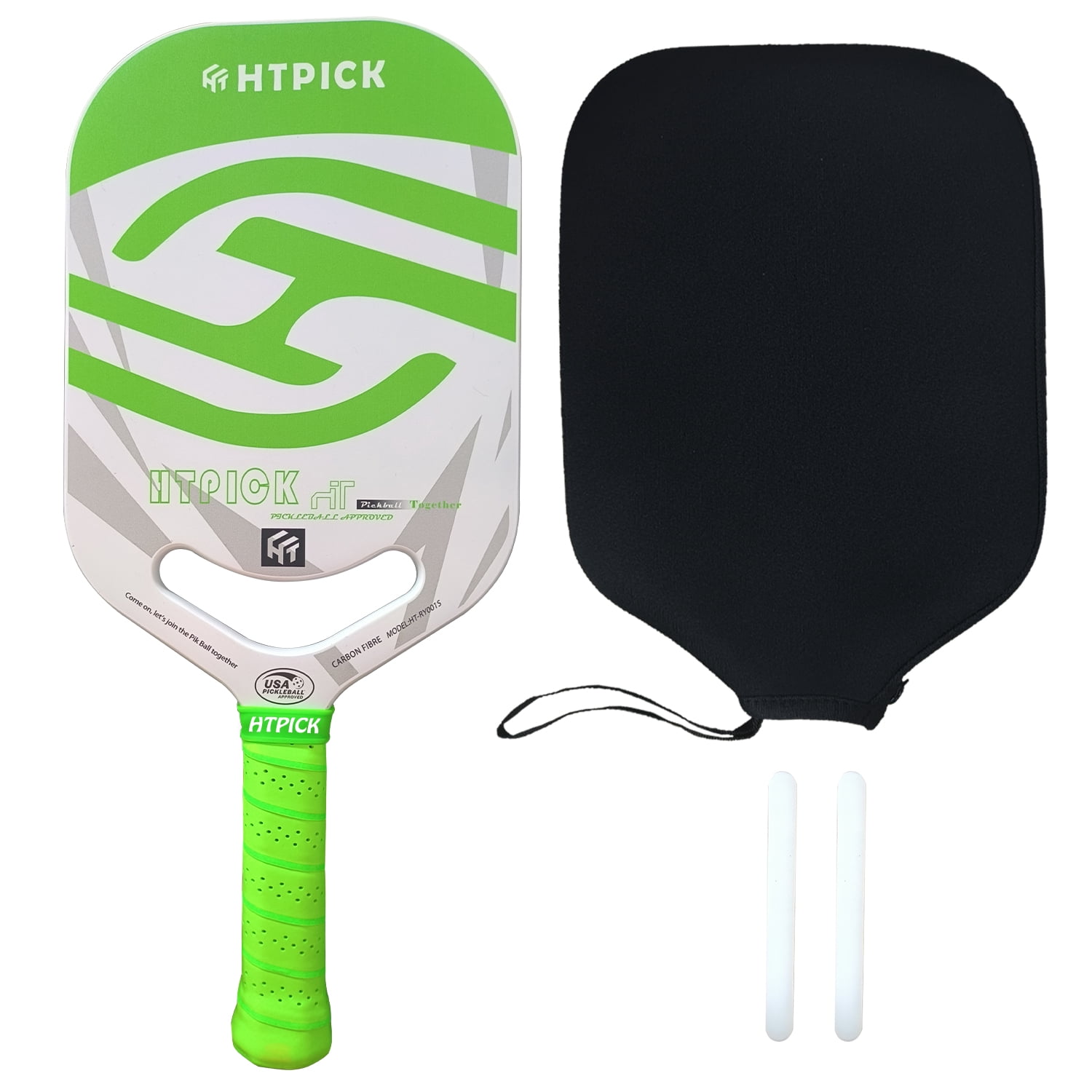 HTPICK Thermoformed Pickleball Paddle - T700 Carbon Fiber Surface, 16mm Honeycomb Core, Green, USAPA Approved
