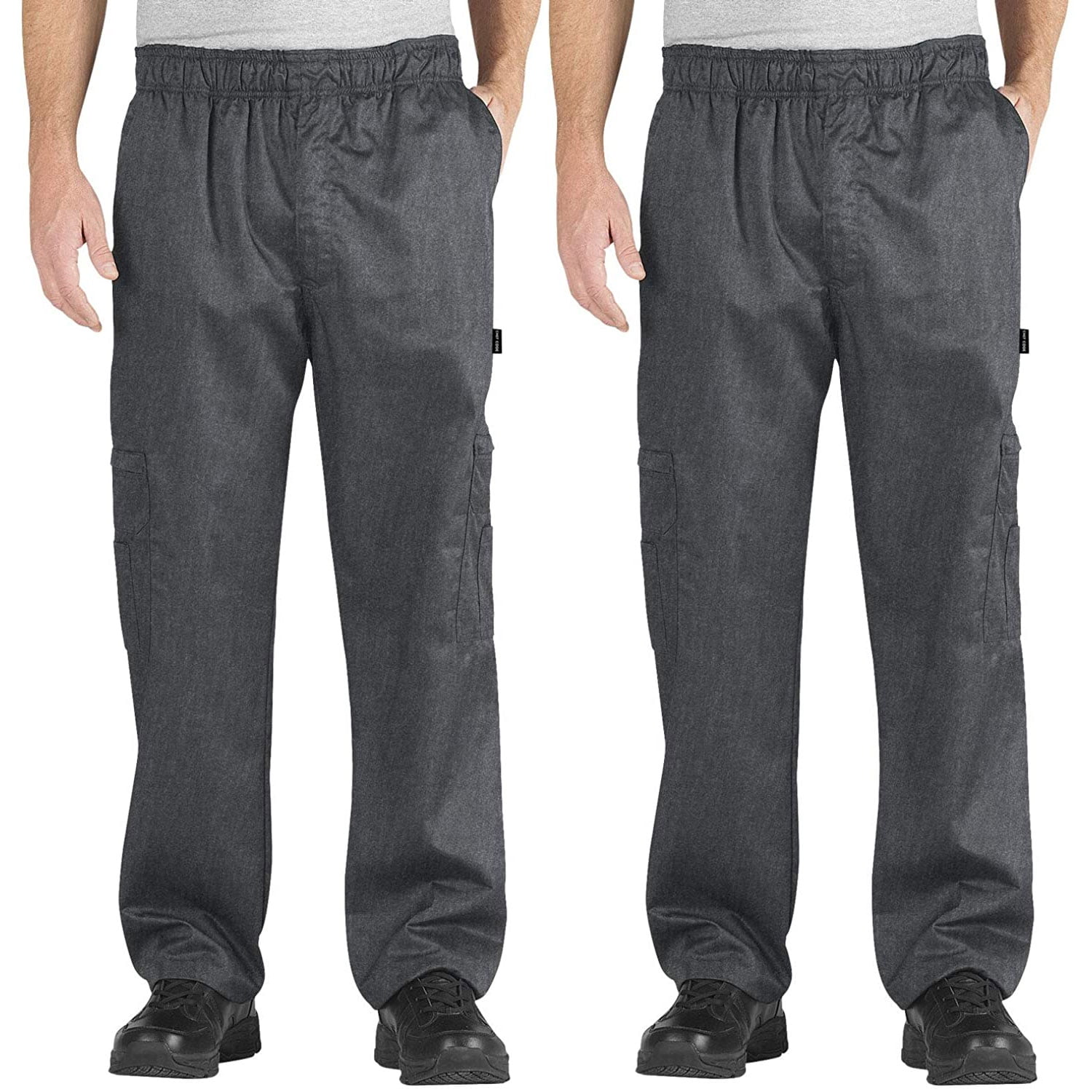 GREAT QUALITY BLACK OR CHECK 3 PK CHEF POLYESTER COTTON DRAWSTRING CHEF PANTS 
