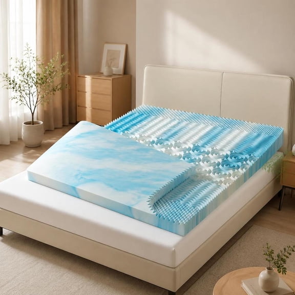 Memory Foam Mattress, with cooling gel, 5-zone ergonomic support, dual-sided firmness for pressure relief
