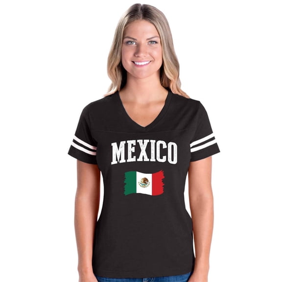Womens Mexico Football V-Neck T-Shirt