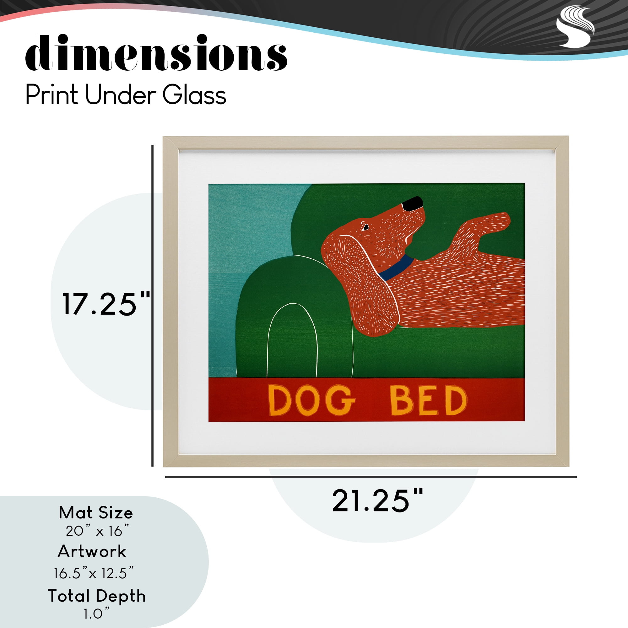 Dog Bed Couch Birch Framed Print Under Glass, design by Stephen Huneck