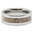 thumbnail image 3 of 100S JEWELRY Mens Tungsten Ring Deer Antler Inlaid Wedding Band Hammer Flat Band Size 8-16, 3 of 4