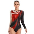 thumbnail image 1 of Alvivi Justaucorps de Gymnastique pour Femmes Body de Gymnastique Manches Longues Costume de Performance Acrobatique Rouge S, 1 of 7