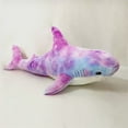 thumbnail image 3 of Juguetes de peluche de tiburón colorido para niños, cojín suave para sofá de animales marinos, almohada para dormir, tamaño gigante, 60-140cm, 3 of 5
