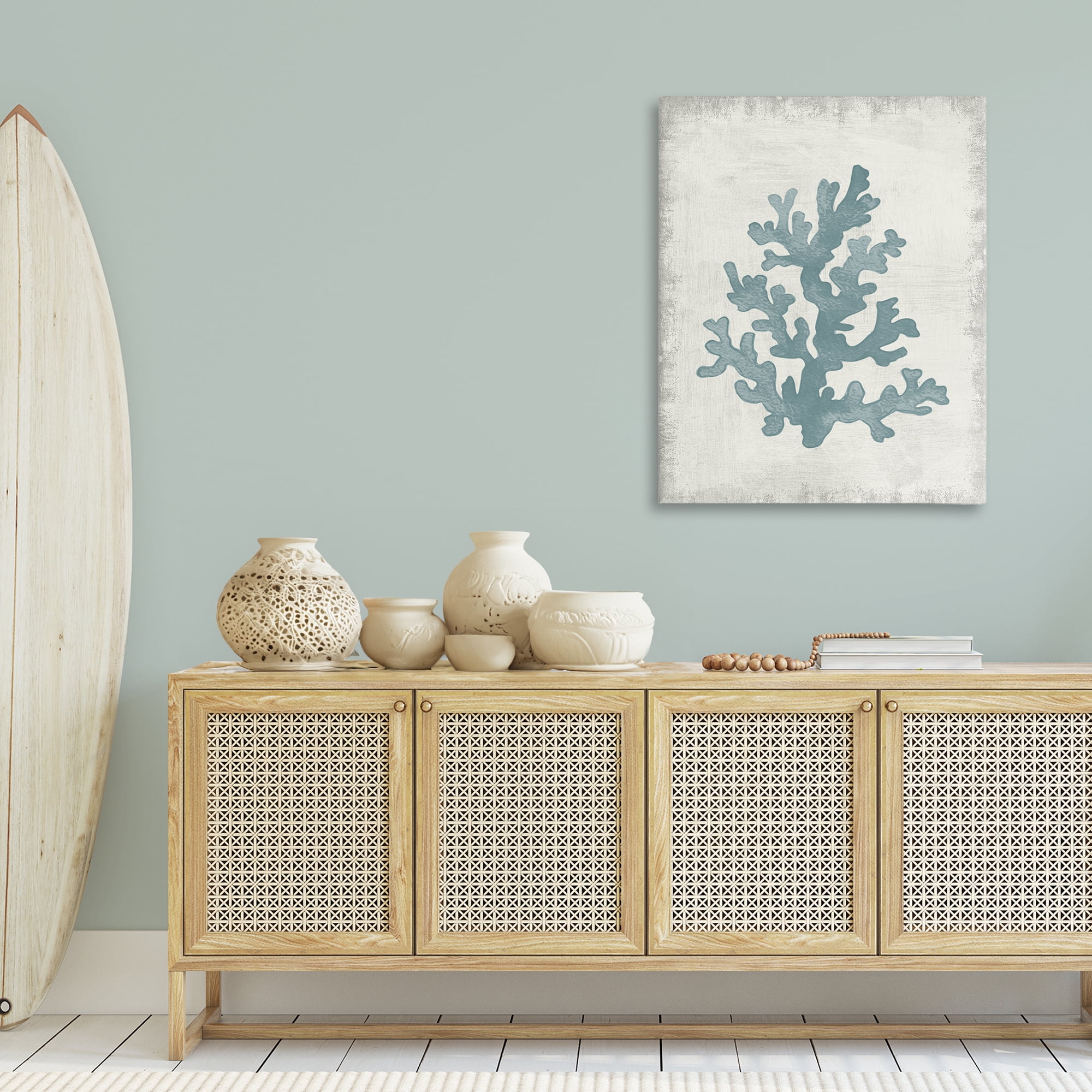Stupell Industries Blue Coral Form Nautical & Beach Painting Wrapped Canvas Art Print Wall Art, 30 x 40