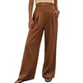 thumbnail image 3 of Zulora Women's Fall High Waist Wide Leg Lounge Pants Soft Knit Flowy Trousers with Deep Pockets, 3 of 10