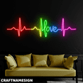 thumbnail image 2 of Craftnamesign Heartbeat With Love Neon Sign, Heartbeat Wall Decor, Bedroom Wall Art, 2 of 4