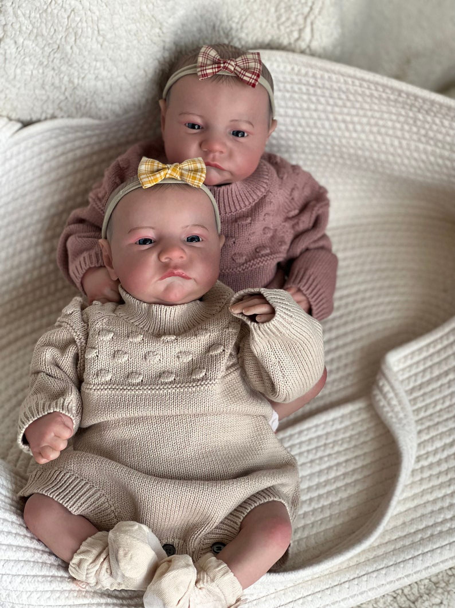 iCradle Reborn Baby Dolls 19 Inch Adorable Realistic Newborn Baby Doll Real Life Twins Baby Dolls Gift Set for Kids Age 3+